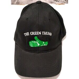 Black "The Green Thumb" Embroidered Baseball Cap with Green Hand Logo